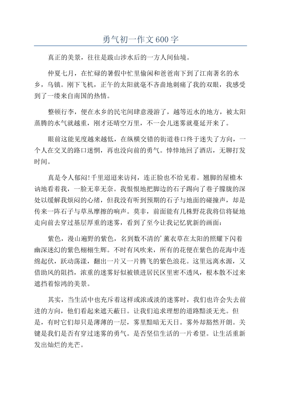 勇气初一作文600字_第1页