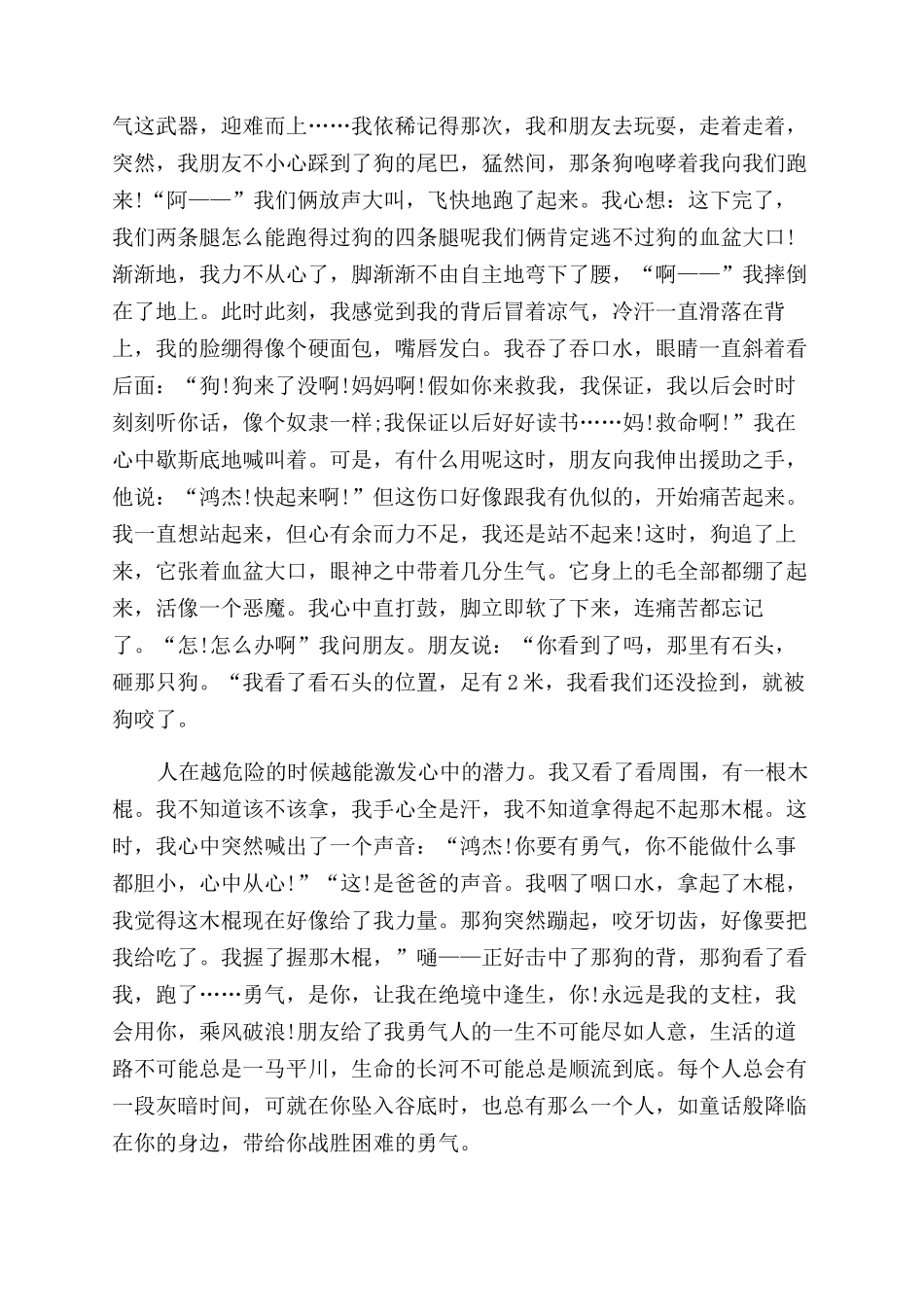 勇气作文范文600字初三_第2页
