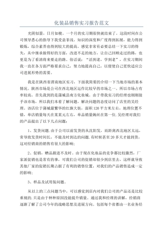 化装品销售实习报告范文