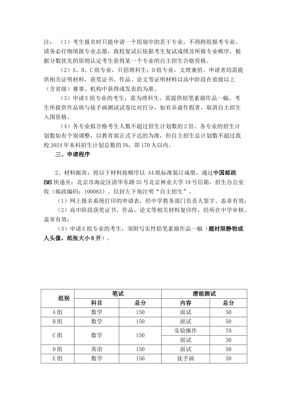 北京林业大学2024年自主招生简章_第2页
