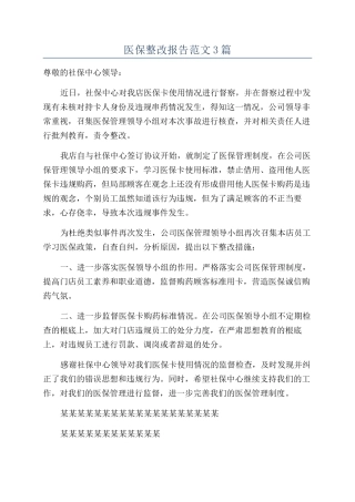 医保整改报告范文3篇