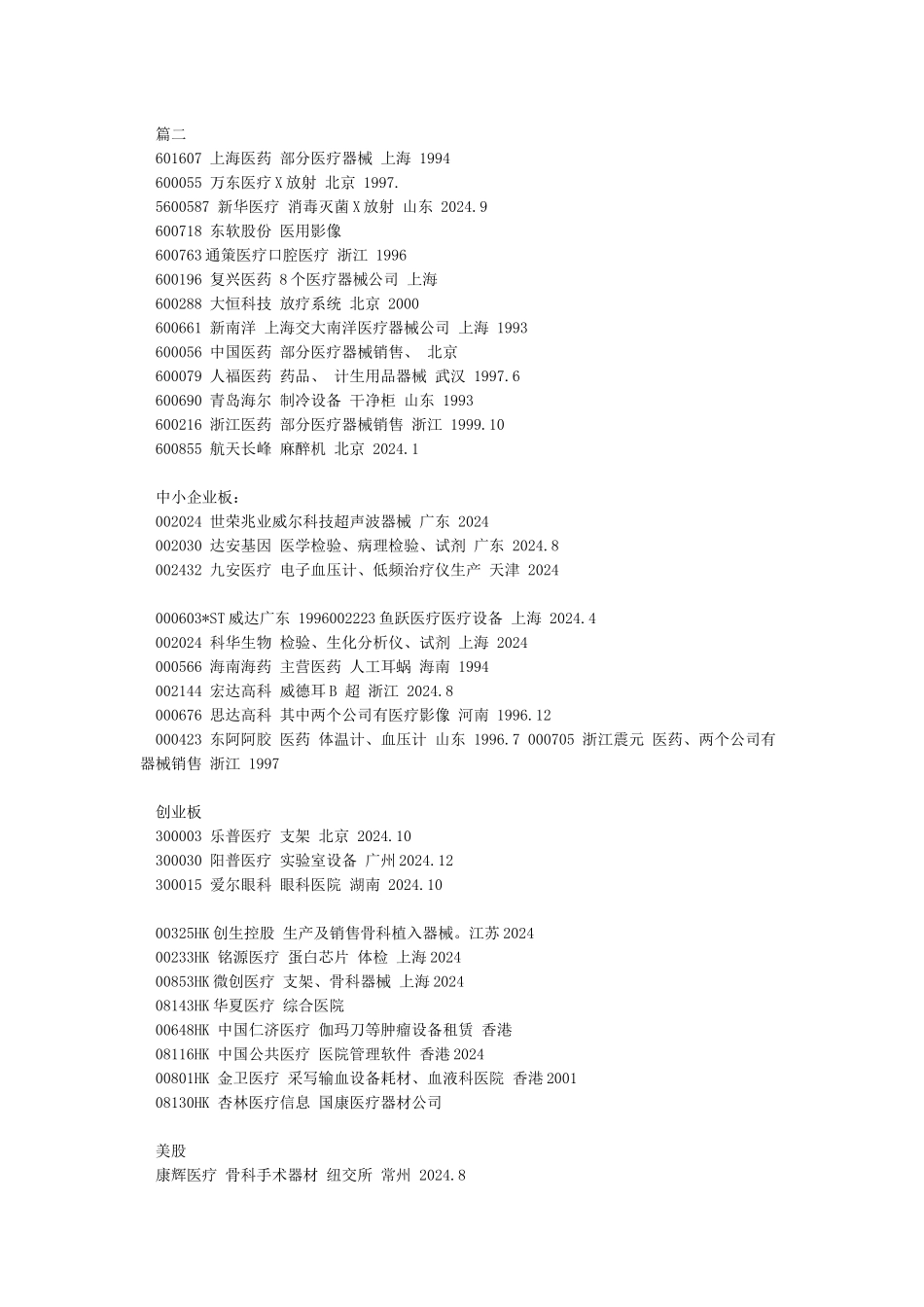 医疗器械上市公司名单_第3页