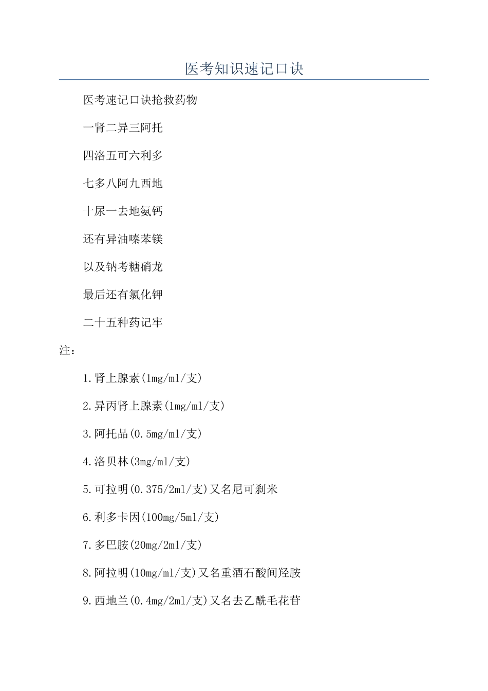 医考知识速记口诀_第1页