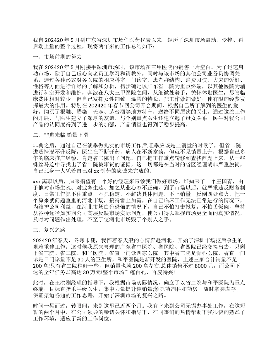 医药代表年终工作总结_第1页
