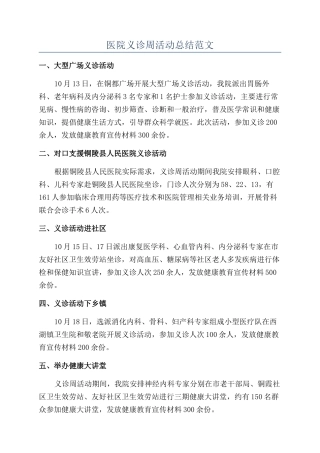 医院义诊周活动总结范文