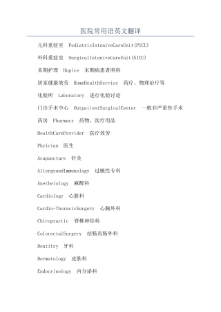 医院常用语英文翻译