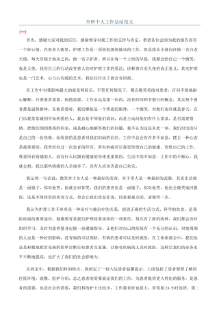 升职个人工作总结范文