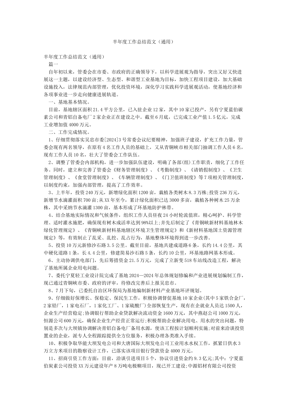 半年度工作总结范文_第1页