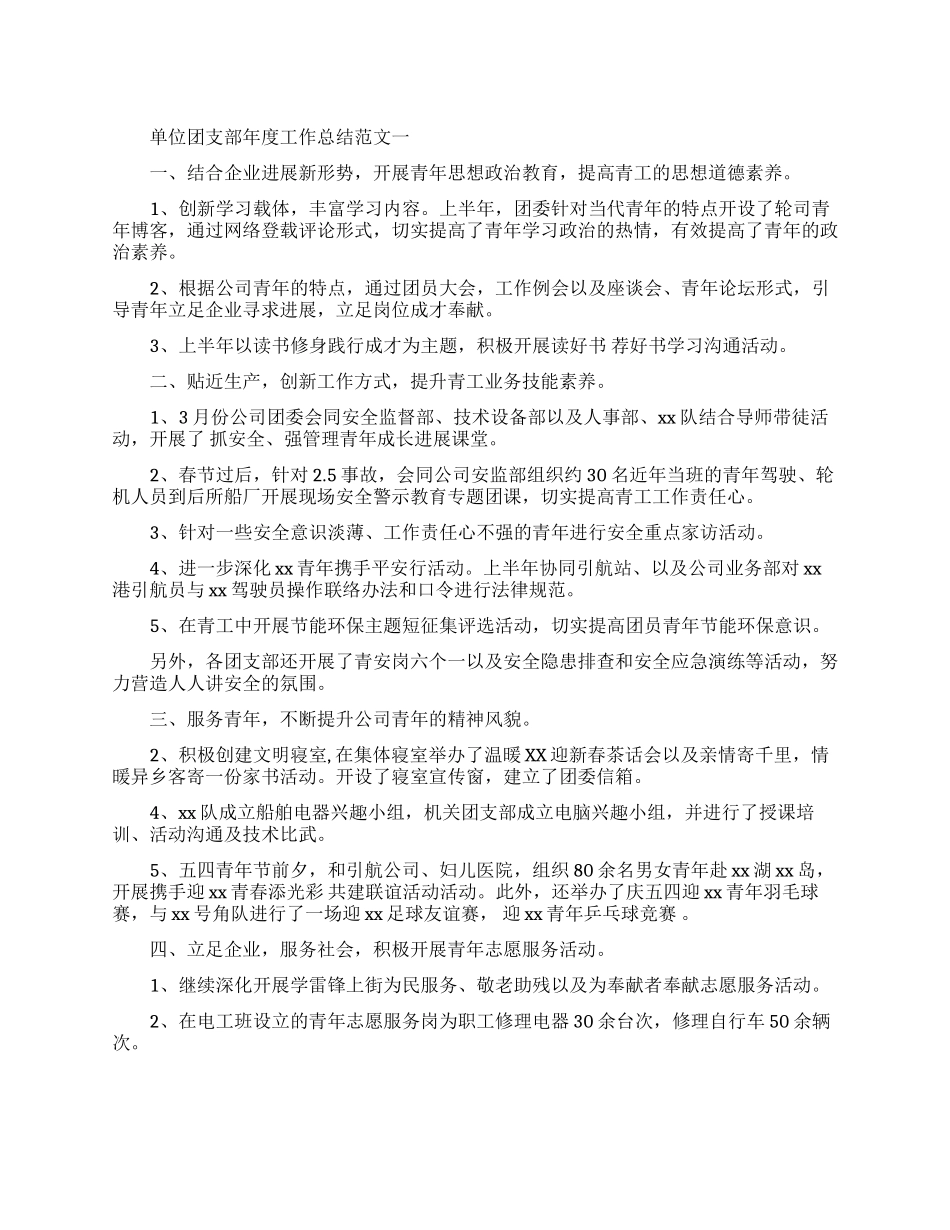 单位团支部年度工作总结报告_第1页