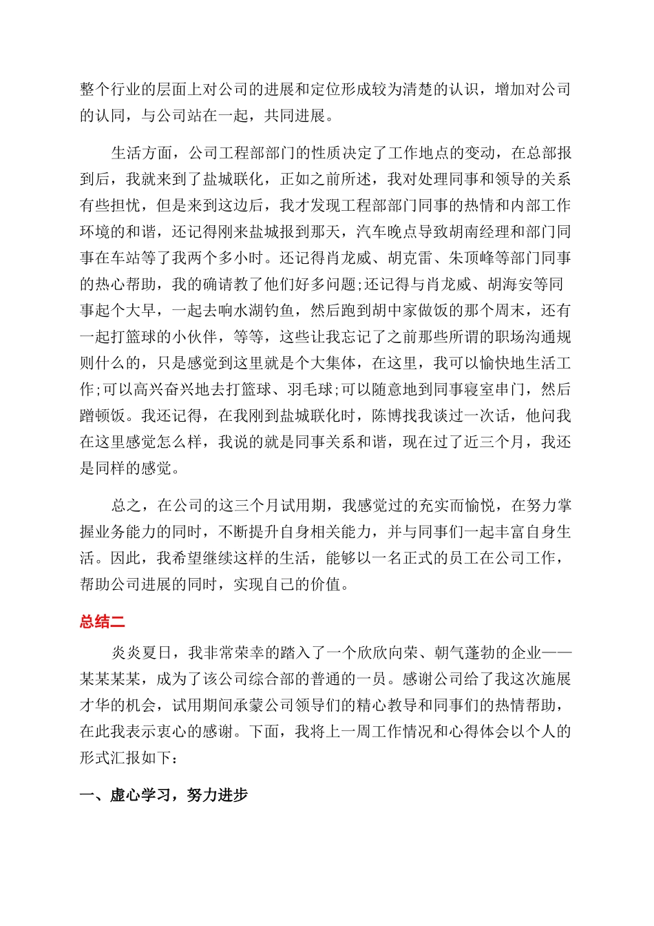 单位试用期总结范文报告范文_第2页