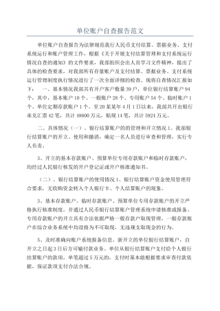 单位账户自查报告范文
