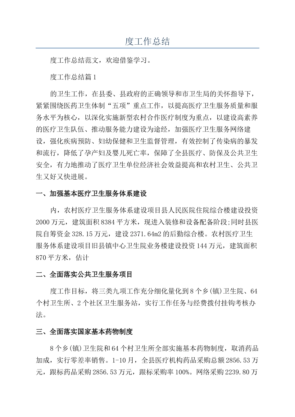卫生局2024年度工作总结_第1页