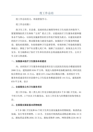 卫生局2024年度工作总结