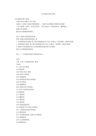 卫生机构分类与代码