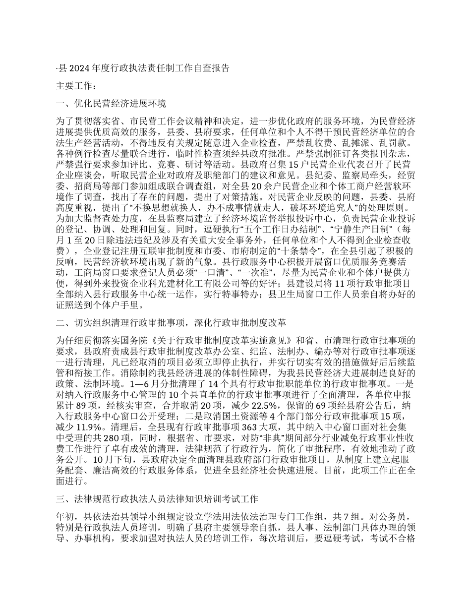 县2003年度行政执法责任制工作自查报告_第1页