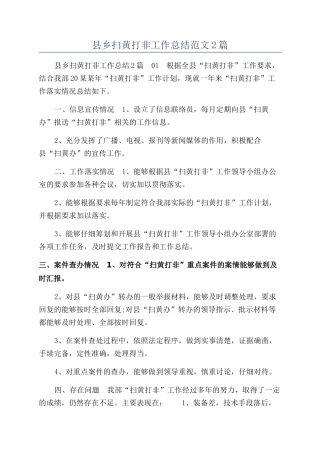 县乡扫黄打非工作总结范文2篇