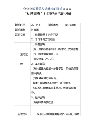 健身操社团活动记录