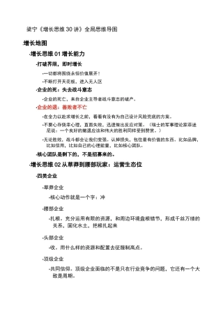 梁宁《增长思维30讲》全局思维导图