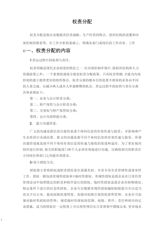 企业权责分配概论