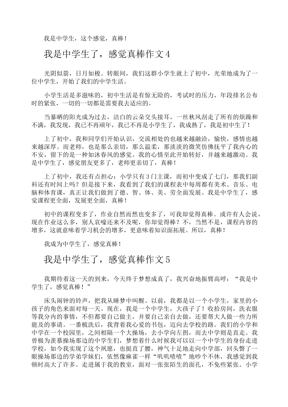 我是中学生了感觉真棒作文_第3页