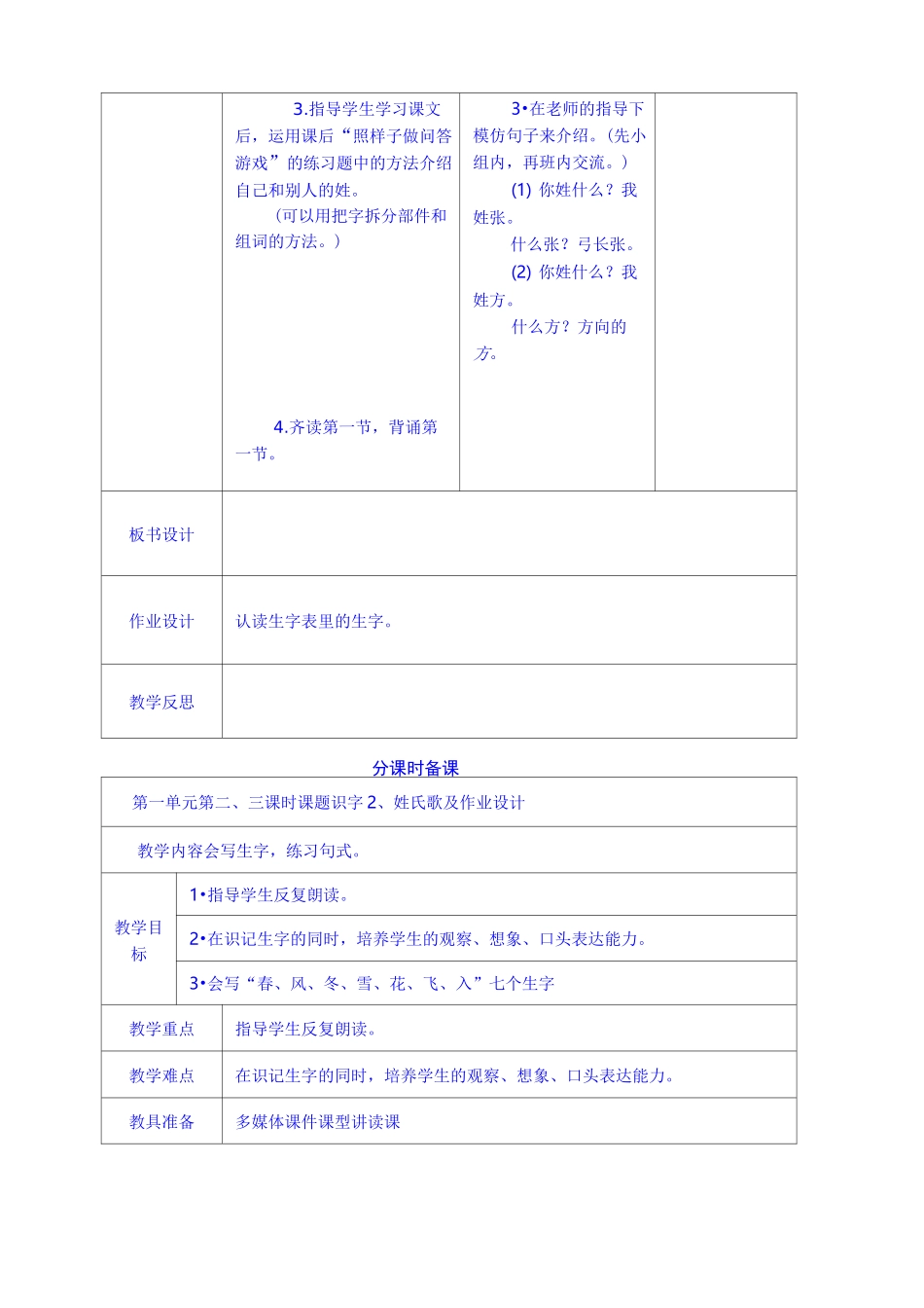 姓氏歌 教学设计_第3页