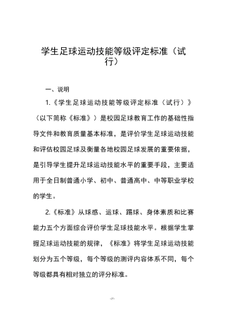 校园足球技能等级评价体系