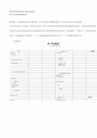 医院的财务报表与财务制度