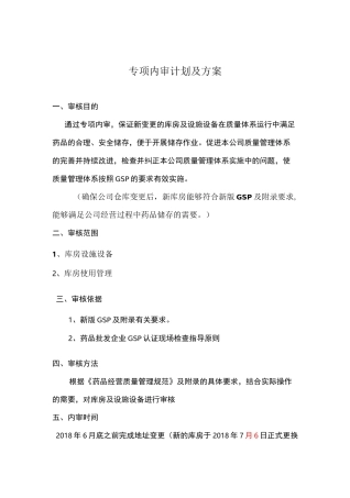 药品批发企业地库房变更专项内审
