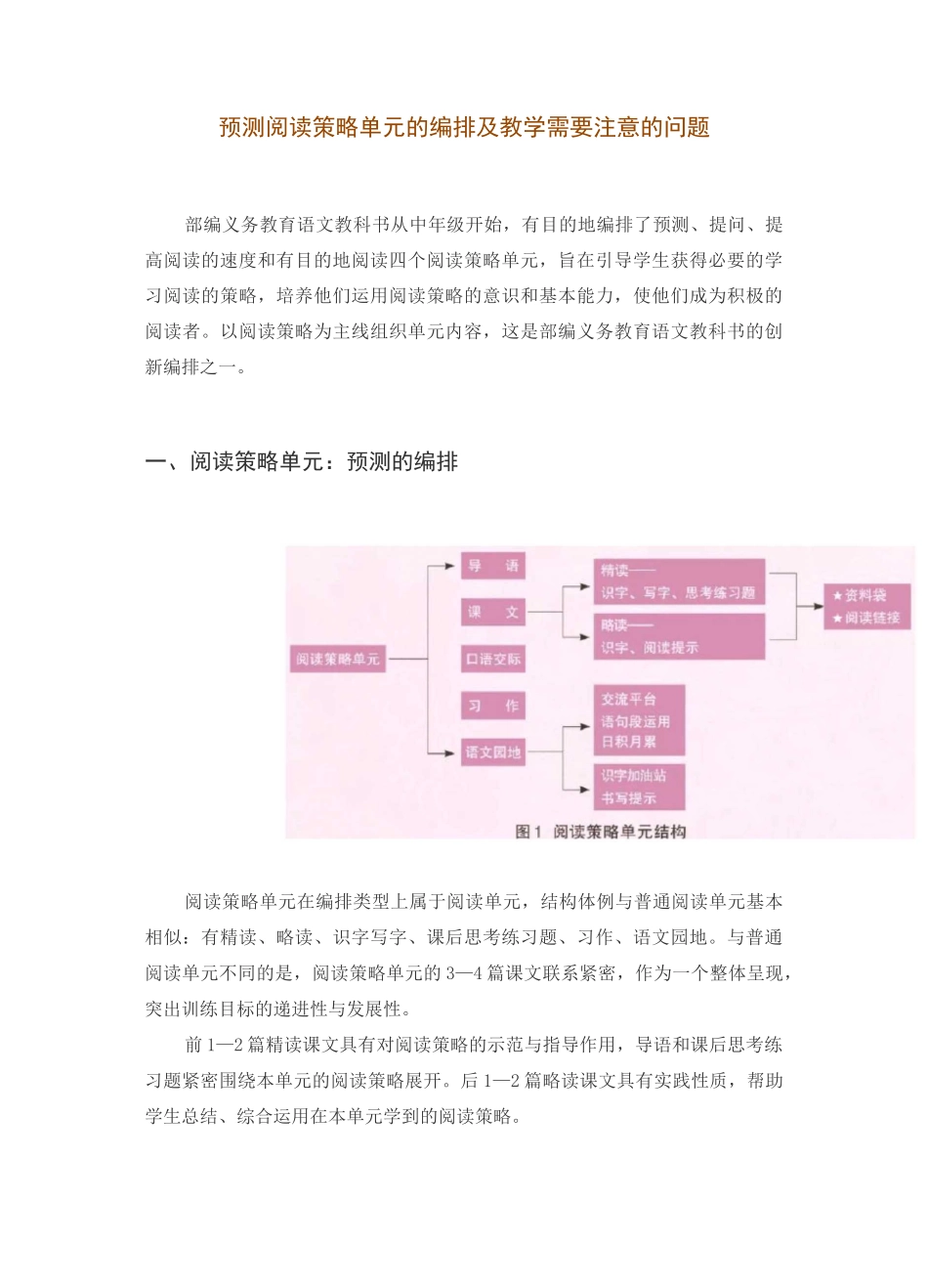 预测阅读策略单元的编排及教学需要注意的问题_第1页