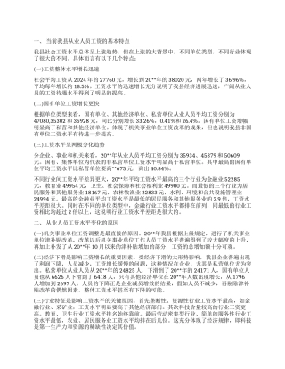 县从业人员工资分析情况工作报告
