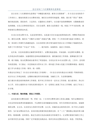 县公安局三八红旗集体先进事迹
