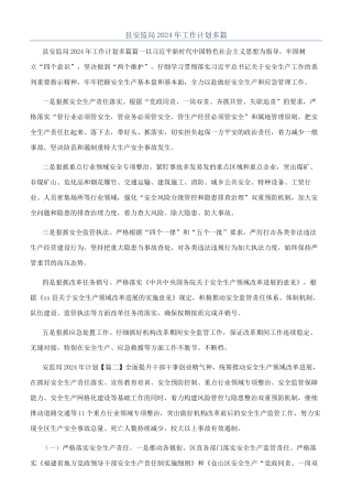 县安监局2024年工作计划多篇