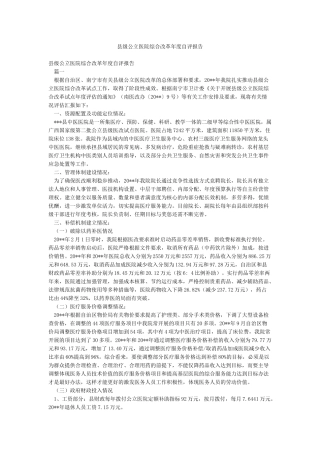 县级公立医院综合改革年度自评报告