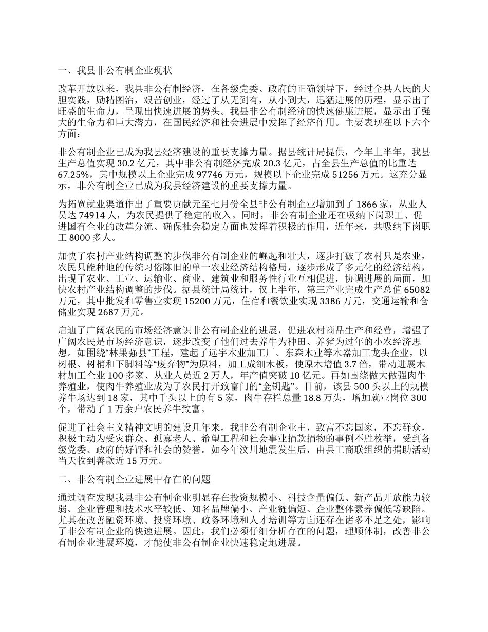 县非公有制企业调查报告_第1页