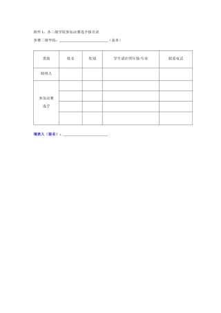 参赛选手报名表