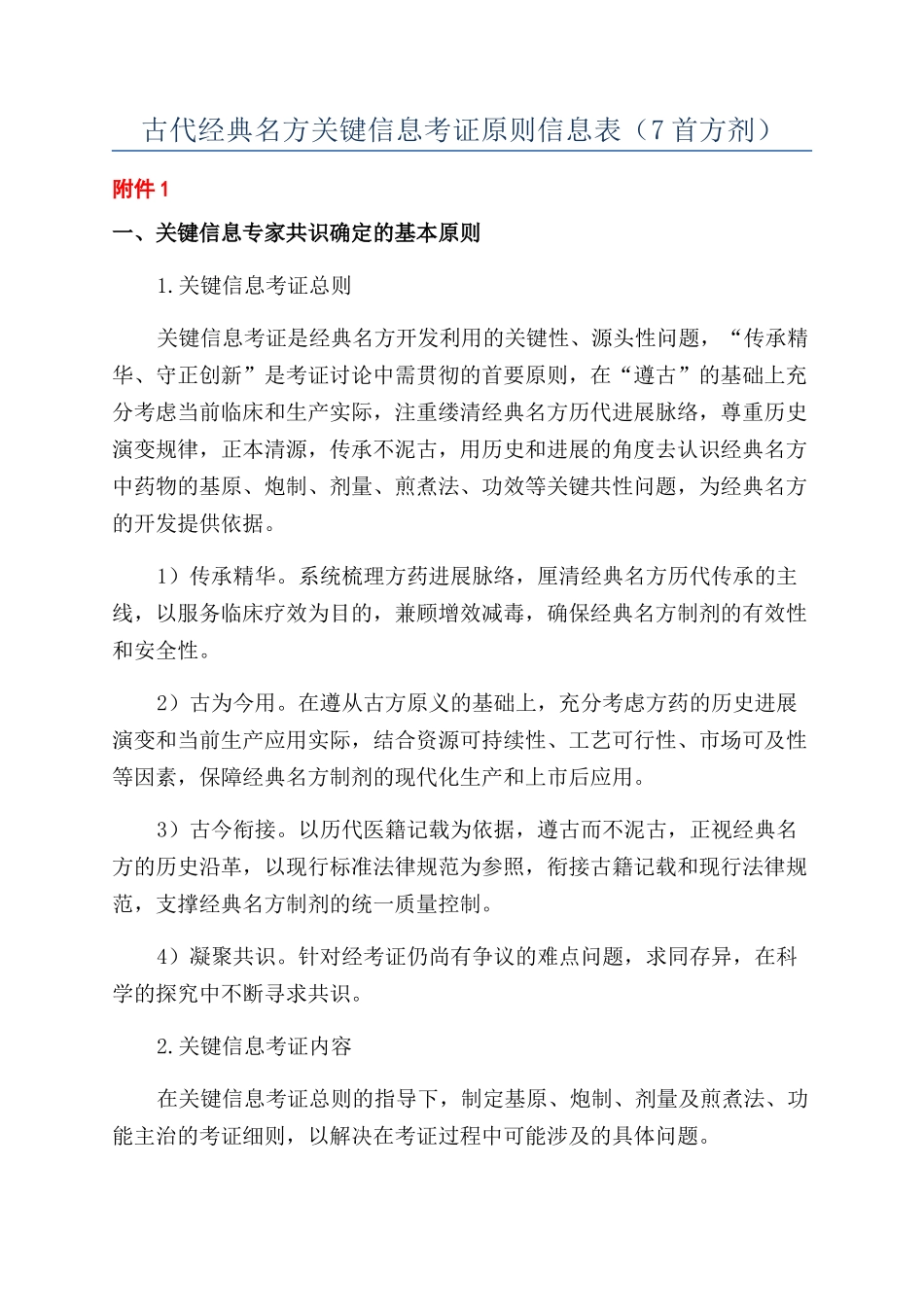古代经典名方关键信息考证原则信息表_第1页