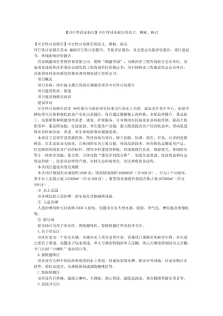可行性研究报告的范文模板格式
