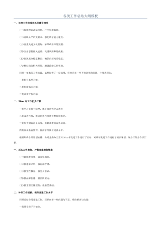 各类工作总结大纲模板