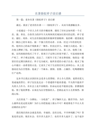 名著骆驼祥子读后感