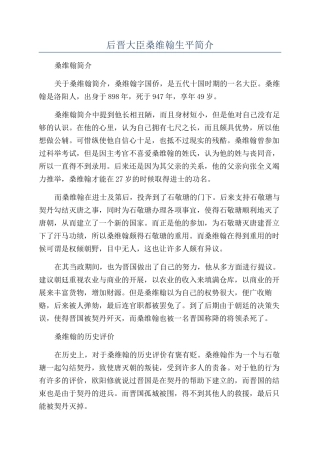后晋大臣桑维翰生平简介