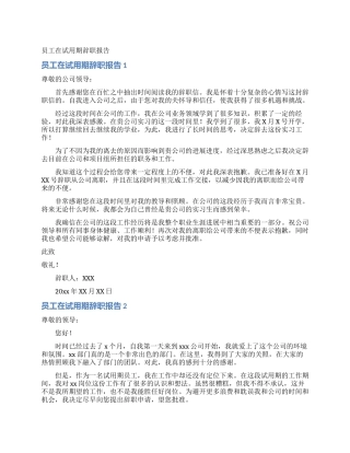 员工在试用期辞职报告