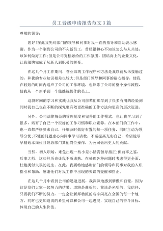 员工晋级申请报告范文3篇