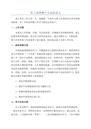 员工试用期个人总结范文