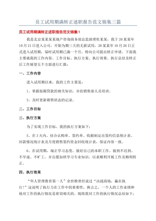 员工试用期满转正述职报告范文锦集三篇