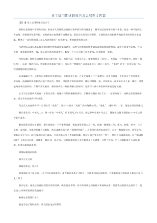 员工试用期述职报告怎么写范文四篇