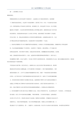 员工试用期转正工作总结