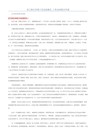 员工转正申请工作总结报告-工作总结转正申请