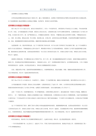 员工转正自我评价