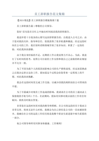 员工辞职报告范文集锦