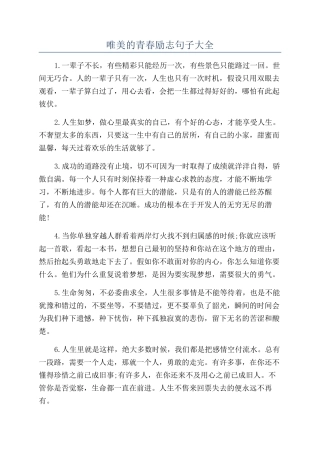 唯美的青春励志句子大全
